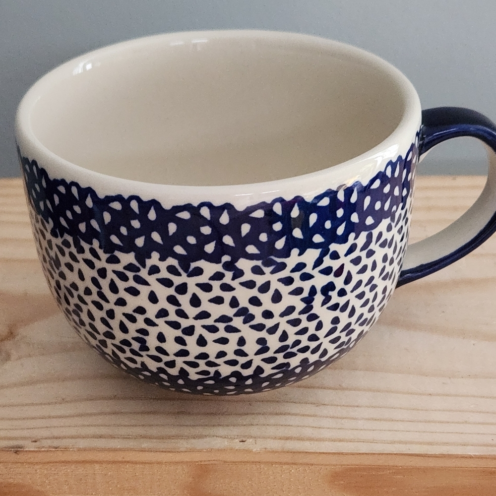 Handmade in Poland Ceramic Blue Speckled Pottery Glazed Mug NWOT - Picture 5 of 12